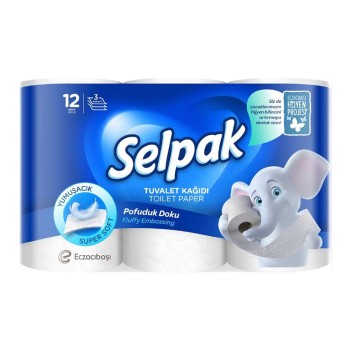 Üç Katlı Pofuduk Doku Tuvalet Kağıdı 12'li