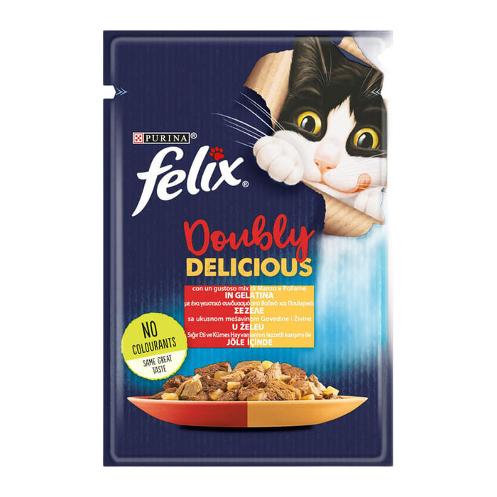Jöle İçinde Sığır Eti Ve Kümes Hayvanları Karışımı İle Yetişkin Kedi Yaş Konserve Maması 85 Gr
