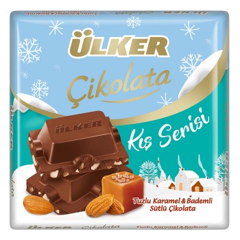 Tuzlu Karamel & Bademli Sütlü Kare Çikolata 60 Gr
