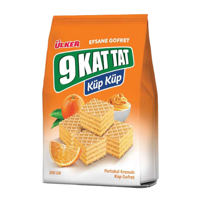 9 Kat Tat Küp Küp Portakal Kremalı Gofret 200 Gr