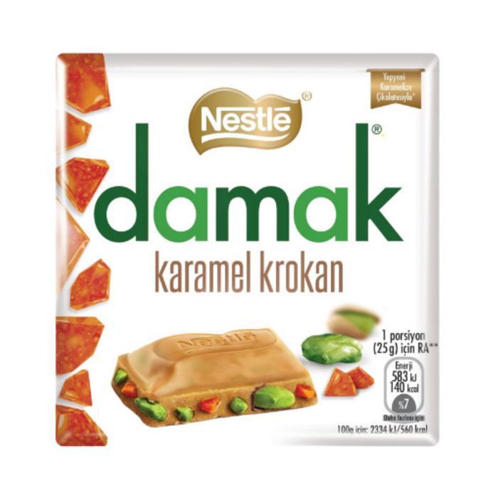 Çikolata Damak Karamel Krokan Antep Fıstıklı 60 Gr