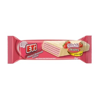 Çilekli Beyaz Çikolatalı Gofret 29 Gr