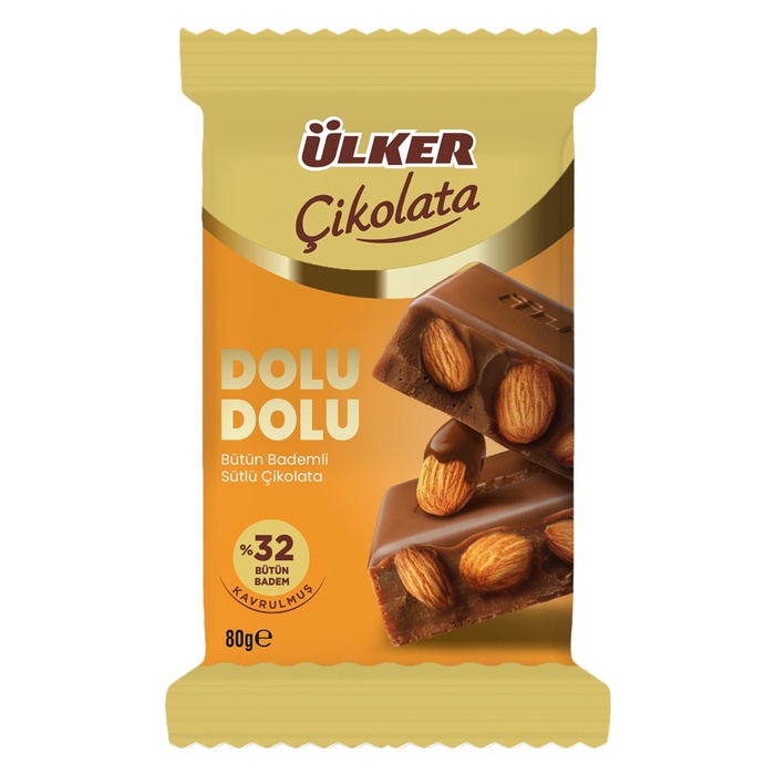 Dolu Dolu Bütün Bademli Çikolata 80 Gr