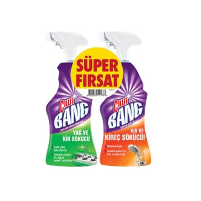 Banyo Ve Mutfak Temizleyici Yağ Çözücü Ve Kireç Sökücü Sprey Set 2x750 ml