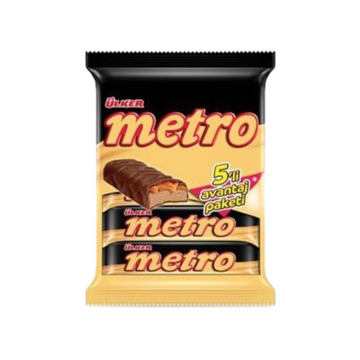 Metro Sütlü Çikolatalı Kaplı Karamel Nugalı Bar 5x36 Gr