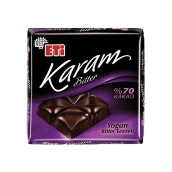 Çikolata Karam Kakaolu Bitter Çikolata Kare 60 Gr