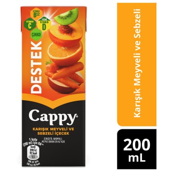 Destek Karışık Meyveli Ve Sebzeli İçecek Karton Kutu 200 Ml