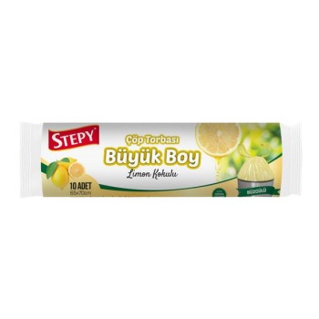 Çöp Torbası Büyük Boy Büzgülü Limon Kokulu 10'lu