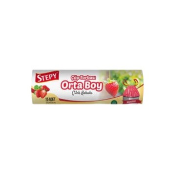 Çöp Torbası Orta Boy Çilek Kokulu Büzgülü 15'li