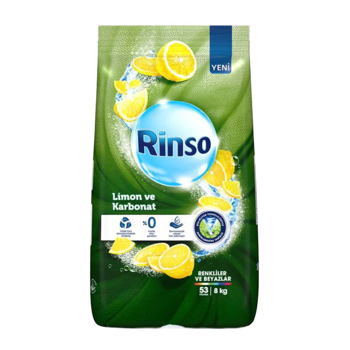 Toz Çamaşır Deterjanı Limon Ve Karbonat Renkliler Beyazlar 8 Kg
