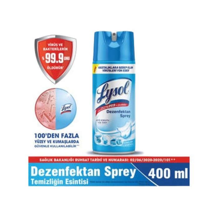 Dezenfektan Sprey Temizliğin Esintisi Yüzeyler İçin 400 Ml