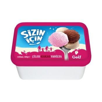 Kakao & Çilek & Vanilya Dondurma 1400 Ml