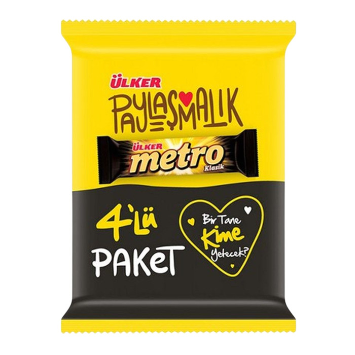 Metro Sütlü Çikolatalı Kaplı Karamel Nugalı Bar 4x36 Gr